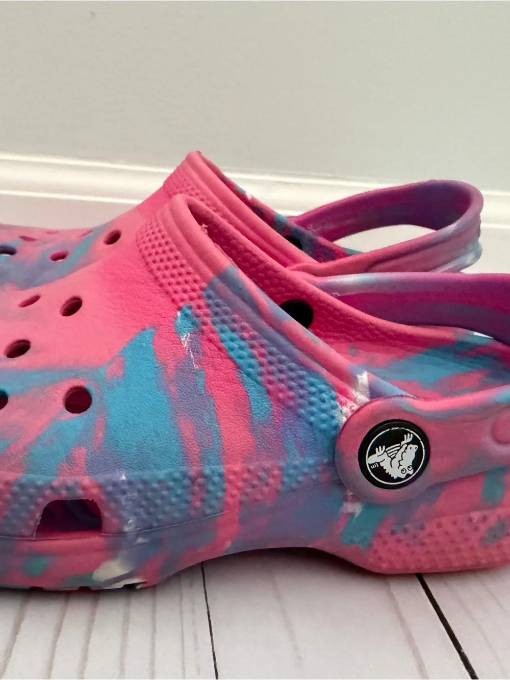Kids Pink and Blue Slip-On Crocs